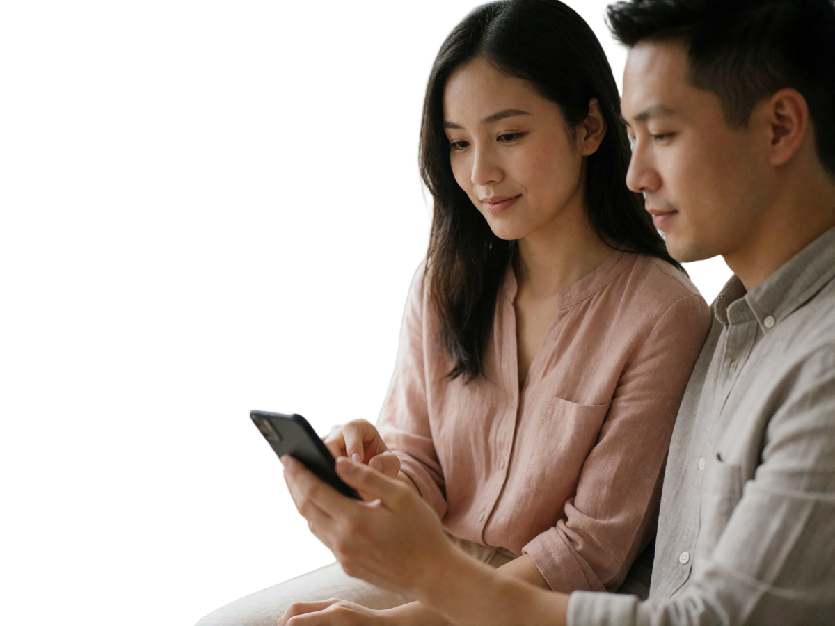 Asian woman writing a thoughtful message, illustrating emotional intelligence in online chat